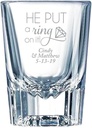 Personalized Color Printed Barcraft Shot Glass - He Put A Ring On It - Silver - 12 pack