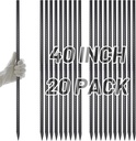 AAGUT 40" Rebar Stakes 20 pcs, Heavy Duty 1/2" Landscpe Timber Spikes Concrete Forming Stakes Straight Metal Garden Plant Stakes Anti Rust Black Coating