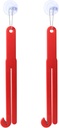 2pcs Food Bag Opener, Plastic Wrap Quick Cut Food Prep Pouch Cutter Squeezer with Stainless Steel Blade Ketchup Packet Tape Slicer Tool for Kitchen Easy Storage with Suction Cup Hanging Chain (Red)