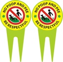 No Dog Poop Sign 2 Pack, Double Sided - Be Respectful/No Poop and Pee, Protect Your Beautiful Lawn or Yard (11.81" x 5.91")