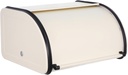 Metal Bread Box with Roll Top Lid for Kitchen Countertop Small Iron Bread Storage Container and Multipurpose Kitchen Organization with Black Trim