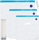 Sous Vide Bags,20pcs Reusable Vacuum Sealer Bags Kit,15 Mixed Sizes BPA Free Zipper Bags for Food,4 Sealing Clips,1 Hand Pump for Food Storage and Sous Vide Cooking
