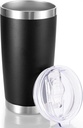20 oz Tumbler Stainless Steel Tumblers with Lid Double Wall Vacuum Insulated Coffee Mug 20oz Powder Coated Cup for Hot and Cold Drinks, Black, 1 pack