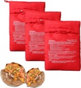 3 Pack Baked Potato Microwave Bag, Reusable Baked Potato Cooker Pouch, Washable Potato Baking Bag for Microwave Oven, Perfect for Steaming Cooking Yams, Corn