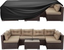 WLEAFJ Patio Furniture Covers Rectangle, Outdoor Table Covers Waterproof, Heavy Duty Outdoor Furniture Cover, Patio Sectional Set Cover 90" L x 64" W x 28" H, Black