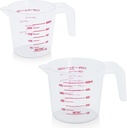 2 Pack Measuring Cup Set, Includes 250Ml (1-Cup), and 500Ml (2-Cup) Plastic Liquid Measuring Cups- Baking, Cooking, Mixing & Measuring Cups, Essential Kitchen Tools