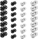 Sumind 100 Sets Sew-on Snap Buttons Metal Snap Fastener Press Button for Sewing Clothing, Black and Silvery (8 mm,10 mm)