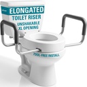 Vive Raised Toilet Seat Riser for Seniors (with Handles) - Handicap Rail Grab Bar Seat for Over Toilet - Elevated Safety for Elderly, Disabled, Medical - Elongated