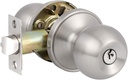 Knobonly 3 Pack Keyed Entry Door Knobs, Brushed Nickel Classical Round Ball Door Knob, Locking Door Knobs in Satin Nickel Finish, Not Keyed Alike