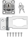 MECCANIXITY Twist Knob Keyed Hasp Locks Safety Packlock Clasp Hasp Latches with Keys & Screws 2.5 Inch 90°Right Angle for Window Barn Drawer Cabinet Garage Closets Doors (Silver)
