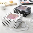 3 Sheets (18 total) Black & White Polka Dot Cupcake Window Boxes by Celebrate It - Fits 4 Cupcakes - Bulk 6 Pack