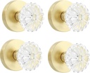 Leydebong Half Dummy Door Knob, Brushed Gold Single Side Dummy Handle, Glass Gold Interior Dummy Handle Single Sided Decorative 4 Pack