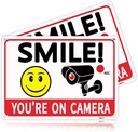 2 Pack Smile You're On Camera Signs,Aluminum, UV Ink Printed, Outdoor Video Surveillance & Security Camera Signs for Property,Orange with Black Font, 7x10 Inches, Driveway Alert, CCTV