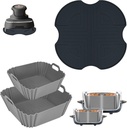 Silicone Heat-Resistant Mats for Ninja Crispi, Silicone Air Fryer Liners for Ninja Crispi 4-qt & 6-cup Container Compatible with FN101GY/FN101SG/FN101ST Reusable Fireproof Non-Stick