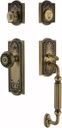 Nostalgic Warehouse 719421 Meadows F Grip Entry Set, Backset - 2.375", Antique Brass