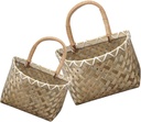 SECFOU 2pcs Woven Ginger Garlic Storage Basket Multi-use Hanging Kitchen Organizer for Vegetables and Spices Wall-mounted Design for Easy Access Rustic Style for Home and Restaurant Use