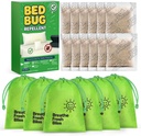 12 Pack Natural Bed Bug Repellent Pouches, Plant Based Long-Lasting 2 Month Protection Against Bedbugs, Dust Mites & Fleas, Safe for Mattress, Luggage, Furniture & Travel, No Residue Non-Toxic Formula