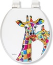 Croydex WL800822AZH Art by Steven Brown Stick Tight No More Movement with Sticky Grip pad Technology, Soft Close and Quick Release, Molded Wood, Round Toilet Seat, Francie & Josie McZoo