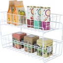Smart Design 2-Tier Stackable Pull Out Baskets - Sturdy Wire Frame Design - Rust Resistant Vinyl Coat - for Pantries, Countertops, & Bathroom - Kitchen (18 x 11.75 Inch) [White]