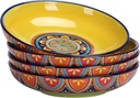 Bico Tunisian Pasta Bowls, 35oz Salad Bowl Set of 4, Large Ceramic Serving Dinner Bowls for Soup and Cereal, Microwave and Dishwasher Safe, Gift for Housewarming and Thanksgiving