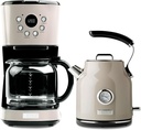 HADEN Coffee Machine, 12 Cup Drip Coffee Maker Bundled with Dorset 1.7 Liter Stainless Steel Electric Hot Water Kettle, Putty & Chrome