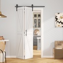 ROOMTEC 36"x84" Solid Pine Bi-Fold Closet Door, Pre-Assembled Folding Interior Door, White Painted Finish, Without Track Hardware, for Bedroom, Wardrobe, Pantry, Laundry Room