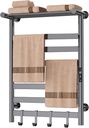 Heated Towel Rack for Bathroom, Towel Warmer Rack, Wall Mounted Wired Heated Towel Rack, with Timer and Temperature Adjustment, Overheat Protection Function, Aluminum Alloy