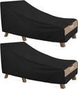 2 Pack Outdoor Pool Lounge Chair Cover-Outdoor Patio Chaise Lounge Cover for Lawn Bench Furniture, Waterproof 600D Heavy Duty Fade-Resistant Outside Seating Covers, 84L x 32W x 32H inch, Black