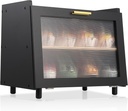 Double Layer Large Bread Box Black Wood