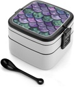 Dragon Scales Texture Bento Box with 2 Compartments Adult Lunch Box Lunch Container for Meal Prep Work And Outdoors