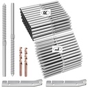 BLIKA 100 Pack T316 Stainless Steel Right&Left Handed Thread Swage Lag Screws for Wood Posts of 1/8" Deck Cable Railing Kit, Wire Railing Kit for Decks with Wrench, DIY Wood Baluster