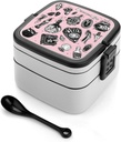 Pink Witchy Witch Double Layered Bento Box Sealed And Leak Proof for Easy Carrying