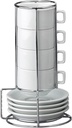 HIC Kitchen Stackable Espresso Coffee Set, Fine Porcelain, 9-Piece Set, 4-Ounce Service for 4 Plus Storage Stand
