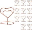 HARFINGTON 12pcs Table Number Holders 1.57 Inch 40mm Tall Mini Heart Shape Steel Photo Holders for Centerpieces Table Place Card Holders for Wedding Reception Party Office Home, Rose Gold