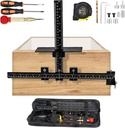 14-Piece Cabinet Hardware Jig Tool Set, Black Aluminum Alloy Cabinet Handle Jig & Drill Guide Template for Drawer Knobs, Door Pulls, Cabinet Handle Template & Hinge Adjustment Tool