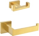 Angle Simple Double Towel Hook Bundle with Toilet Paper Holder (Brushed Gold)