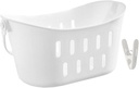 Hanging Storage Basket for Sundries Plastic Organizer Hook Bathroom and Kitchen Utility Basket Rectangular Design Portable Storage Solution