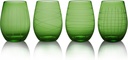 Fifth Avenue Medallion Stemless Goblets, Green, Set of 4