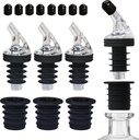 Olive Oil Pour Spout for Olive Oil Dispenser，for big-small bottle olive oil dispenser spout。Leak-Proof,4-piece Large small + 8 Black Lid Caps