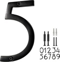 NACH Floating House Numbers, 8 inch Aluminum Black House Numbers for Outside - Number 5, Door Numbers with Mounting Hardware