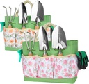 Garden Tool Set,10 Piece Garden Kit,Heavy Duty Stainless Steel Gardening Hand Tools with Durable Storage Tote,Gardening Gifts for Women Men Floral Pattern Design