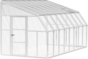 Palram Canopia Rion Sun Room 8 Ft. x 16 Ft. Solarium, Lean-to Greenhouse DIY Kit, Attach to House, Large Twin Wall Polycarbonate, 100% UV Protection for Porch, Patio Outdoors with Window Vent (White)
